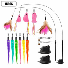 15PC Interaktive Katzenspielzeug Set Katzen Spielzeug Katzenangel mit Saugnapf