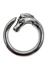 Hermès Schalring Schlüsselring Pferdekopf Versilbert Vintage Rarität