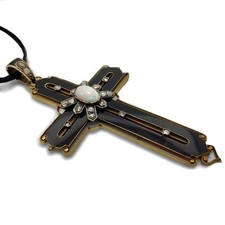 ANTIK GOLD ONYX DIAMANT OPAL