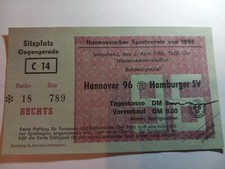 Eintrittskarte Fussball  Bundesliga Saison 1965/66  Hannover 96 - Hamburger SV