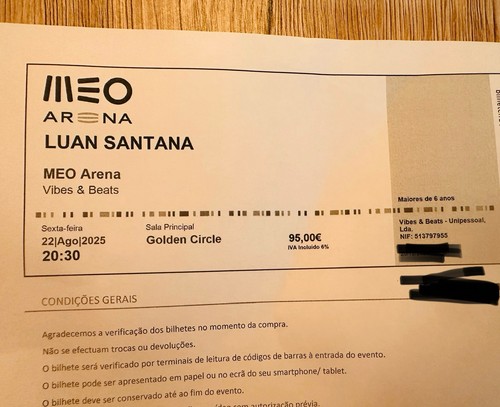 Vendo bilhete para luan - 2x,