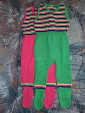 2 x Strampler ( 74 ) 80 Baby Strampel Hose Einteiler Retro Acryl Knöpfe 70er 