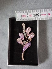 Schmuck Brosche Emaille Strass