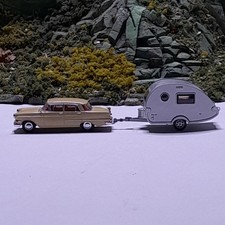 OPEL KAPITÄN 1959 BREKINA + WOHNWAGEN TABBERT WİKİNG 1:87