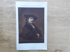 Orig.(1908) Lithographie Rembrandt van Rijn Selbstbildnis (B1A)