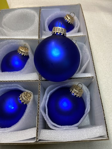 Weihnachtskugeln blau matt - blau,