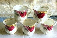 5 Kaffee Tassen, Teetassen, Kaffeetasse, Espresso - fine bone china, Rose Garden