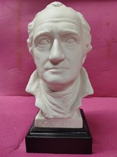 J.W. V. Goethe Büste Skulptur, Seidenglanz, Weiß, Bisquit-Porzellan 23cm