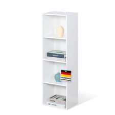 Bücherregal MDF-Bücherschrank, 4 oder 5 Ebenen, 24cm tief, Regal weiß, Alaska