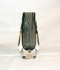 VINTAGE MURANO BLOCKVASE der 50-60er, Sommerso, Italy, V.A.M.-BLAUGRAU