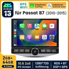 10.6''Für VW Passat B7 2010-2015 64GB Carplay Android 14 Autoradio GPS NAVI WIFI