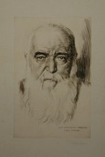 Karl Bauer (1868-1942): Portrait Hans Thoma handsigniert