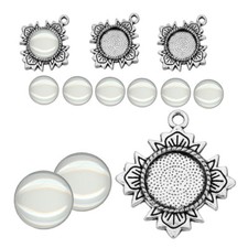 10 Set Cabochon Klar Glas 12mm