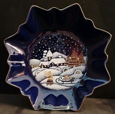 Keramik Weihnachtsteller Sternform Kobaltblau Gold  Tiriduzzi Deruta Weihnachten