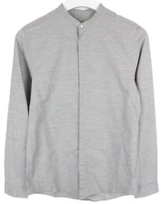Cos Slim Shirt Herren Eu 38 Grau Meliert Mandarinkragen Freizeit