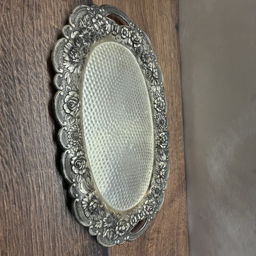 Vintage tablett metall floral - tablett,
