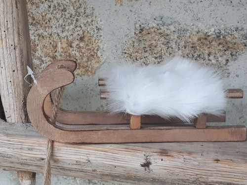 Deko holzschlitten braun fell - holzschlitten,