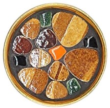 Vintage italienische Mosaik-Schale Untersetzer mit goldplattiertem Rand