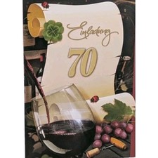 Einladungskarten 70.Geburtstag Umschlag + Innentext 10|15|25 Motiv Urkunde