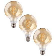 3 x Müller-Licht LED Spiral Filament Globe G125 4W = 25W E27 Gold extra warmweiß