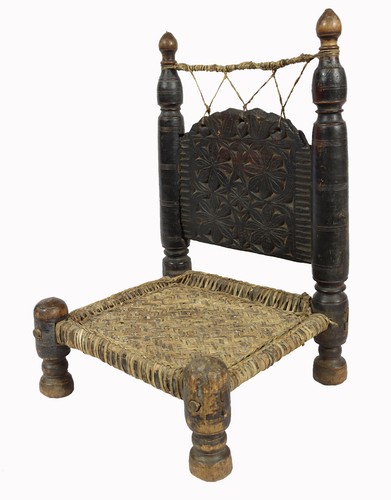 Antik orient holz leder stuhl - antik,