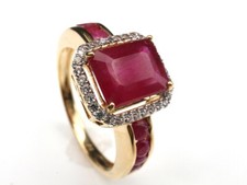 GJ69 * HARRY IVENS IV EDELSTEIN RING (19) SAMBIA RUBIN ACHTECK 925er SILBER/VERG