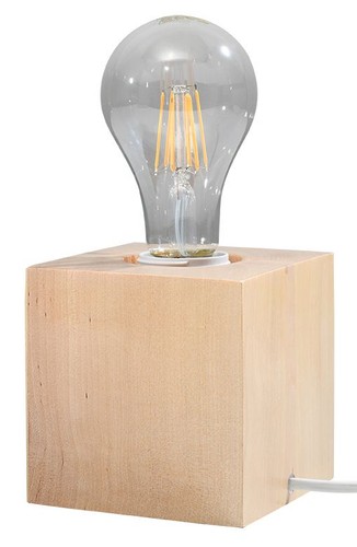 Holz tischlampe eckig - holz, h:10cm