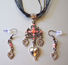 Oktoberfest Trachtenschmuck Trachtenkette Organzaband Trachtenset mit Strass Neu