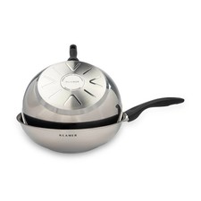 KLAMER Edelstahl-Wok 28cm, antihaftbeschichtete Induktions-Pfanne, mit hohem …
