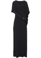 Pailletten-Doppel Abendkleid Gr. 46 Schwarz Maxi-Abend-Kleid Partykleid Neu