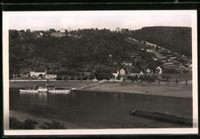 Ansicht Diesbar / Elbe, Blick auf Diesbar und Löbsal mit Raddampfer 