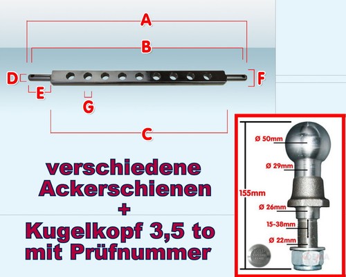 Ackerschienen zur auswahl - zur, +