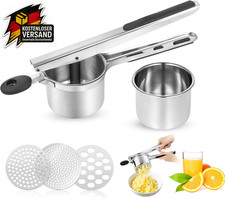 Kartoffelpresse, Edelstahl Kartoffelstampfer Mit 3 Austauschbaren Sieben Mehrzwe