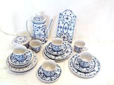 Kaffeeservice Bareuther Indisch Blau Strohblume Teeservice Porzellan Vintage