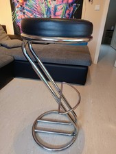 Barhocker Silber Verchromt Kunstleder Schwarz Barhocker