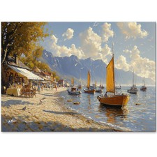 Leinwand Bild Strand Meer Boot
