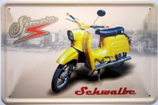 Blechschild Simson Schwalbe gelb DDR Motorroller Moped Biker Retro Deko 30x20cm