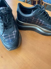 Damenhalbschuh Schnürschuh 39 schwarz braun gemustert Cafe Noir dicke Sohle 