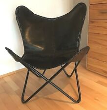 NEU Design Stuhl Butterfly Leder schwarz + Stoffbezug Indoor Outdoor