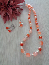 Schmuckset orange weiß unikat - schmuckset,