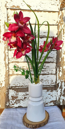 Orchideen rosa weißer vase - in,