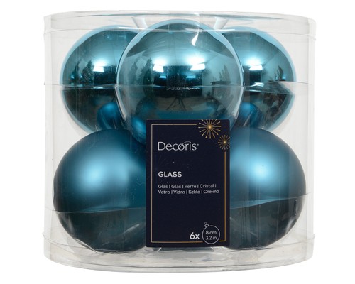 Weihnachtskugeln 8cm glas - 6,