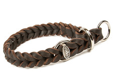 CopcoPet Hundehalsband Fettlederhalsband Lederhalsband Zughalsband Geflochten