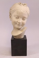 Mädchen Kopfskulptur 32cm Terrakottafigur signiert PIGALLE um 1900  (GV493)