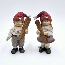 Formano Winterkinder mit Ski Kunststein B-Ware handbemalt Winter Weihnachten