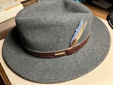 Stetson Wollhut, Modell Niles, dunkelgrau, Lederband braun, Größe L, wie neu