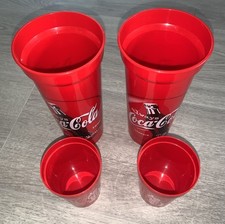 4 x Kunststoff Coca Cola Becher To Go Mehrweg Cup 2x0.2l + 2x0.5l