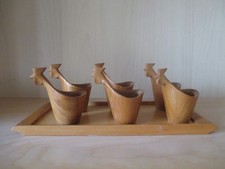 sehr schöne alte Eierbecher, Hühner, DDR, Handarbeit aus Holz,  Vintage