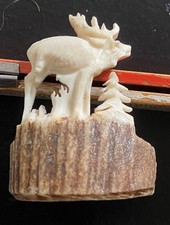 alter Halstuch Ring aus Horn geschnitzt mit Hirsch  Motiv - Tracht (k03)