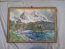 Gemälde Aquarell signiert datiert 1952 Impressionismus Landschaft Gebirge